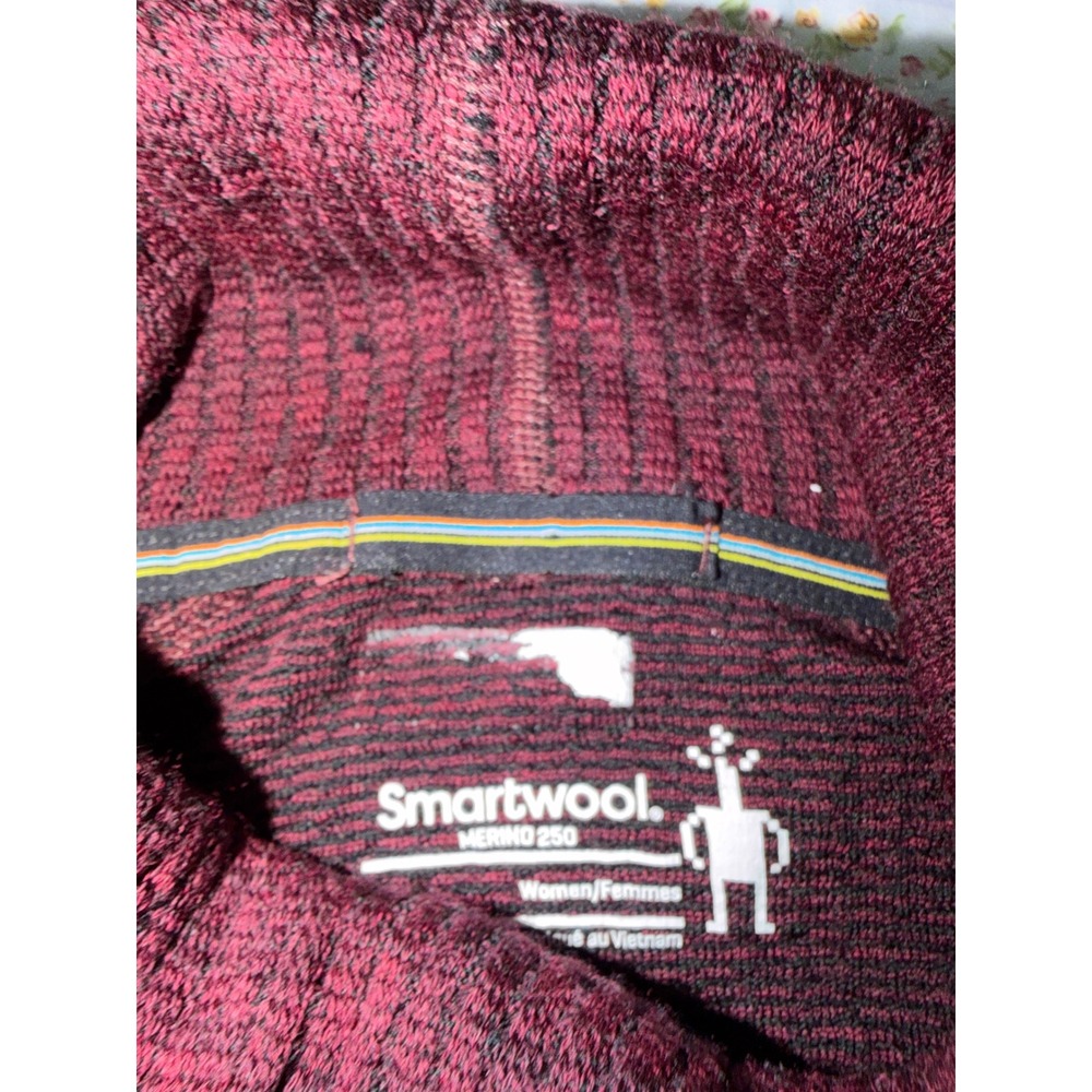 Smartwool Merino 250 Base Layer Turtleneck Top Burgundy Womens Large 100% Wool - Picture 7 of 11